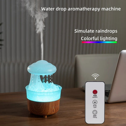 V50 Desktop Colorful Night Light Humidifier Wood Grain Water Drop Aroma Diffuser, Spec: UK Plug(White) - Air Purifiers & Accessories by buy2fix | Online Shopping UK | buy2fix