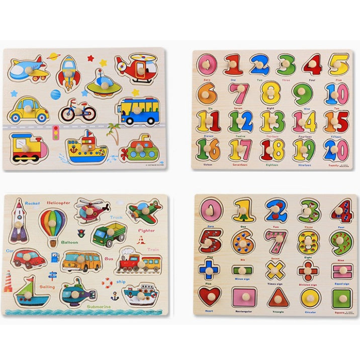 Wooden Puzzle Hand Grab Board Educational Toy Number Transport Pattern Puzzle Child Gift, Random Style Delivery - Puzzle Toys by buy2fix | Online Shopping UK | buy2fix