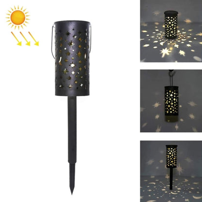 Outdoor Garden Wrought Iron Hollow Stars Moon Lantern Solar LED Lawn Ground Light(Warm Light) - Solar Lights by buy2fix | Online Shopping UK | buy2fix