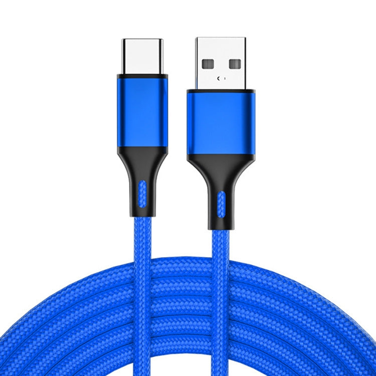 4 PCS 2.4A USB-C / Type-C to USB Braided Fast Charging Sync Data Cable, Length: 1.5m (Blue) - USB-C & Type-C Cable by buy2fix | Online Shopping UK | buy2fix