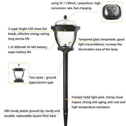 2 LED Solar Waterproof Outdoor Garden Light, Style: Warm Light-Column Cap - Solar Lights by buy2fix | Online Shopping UK | buy2fix