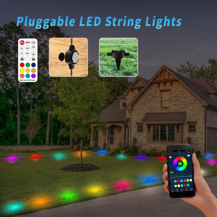 F16C 16 LEDs RGB Bluetooth String Lights Outdoor Waterproof Buried Lamp, US Plug(Black) - Holiday Lights by buy2fix | Online Shopping UK | buy2fix