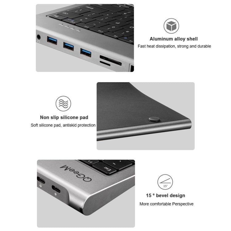 QGeeM 11 In 1 TYPE-C Extension HUB Adapter With Keyboard Function(QG-UH11-2) - USB HUB by QGeeM | Online Shopping UK | buy2fix