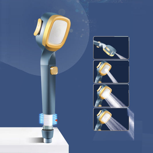 Pressurized Shower Head Four-speed Handheld Shower Set,Style: Navy Blue Filter - Shower Head by buy2fix | Online Shopping UK | buy2fix