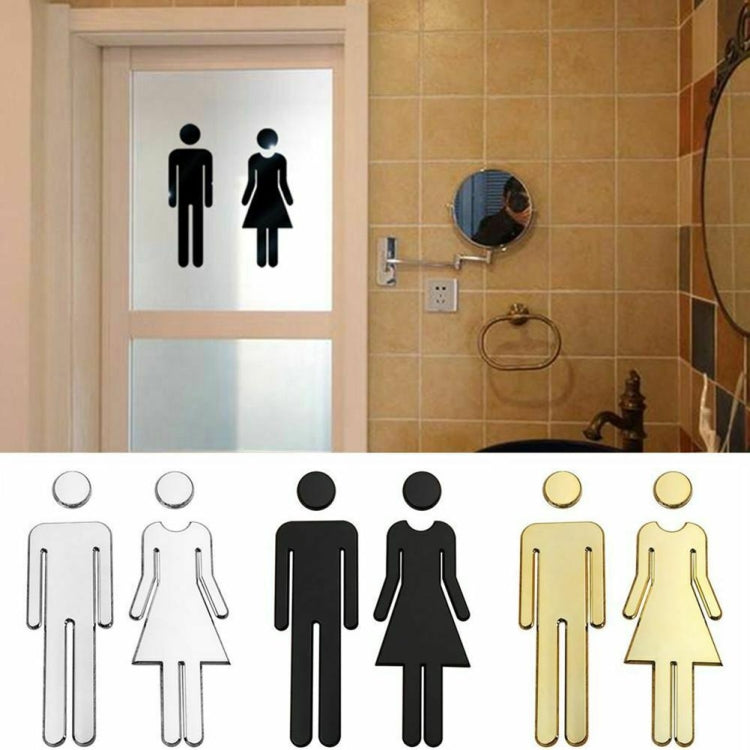 2 PCS 20cm 3D DIY Man & Woman Toilet Sticker WC Door Sign Decals Toilet Signs(Rose Gold) - Ornaments by buy2fix | Online Shopping UK | buy2fix