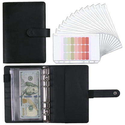 A6 Macaron Notebook PU Loose-leaf Cash Budget Handbook(Black) - Notebooks by buy2fix | Online Shopping UK | buy2fix