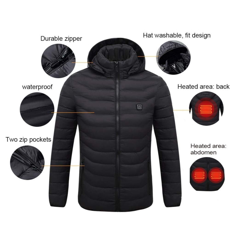 11 Zone Double Control Blue USB Winter Electric Heated Jacket Warm Thermal Jacket, Size: M - Down Jackets by buy2fix | Online Shopping UK | buy2fix