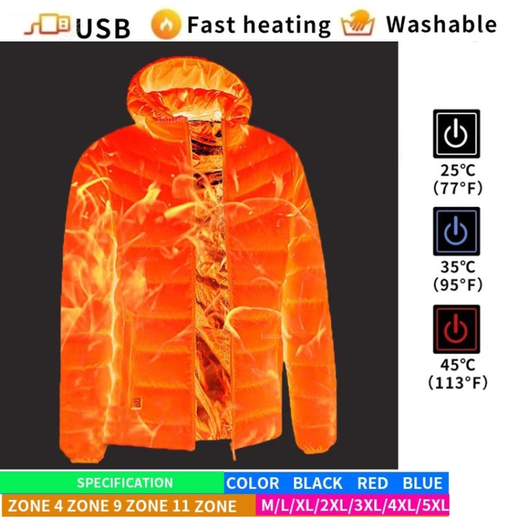4 Zone Black  USB Winter Electric Heated Jacket Warm Thermal Jacket, Size: M - Down Jackets by buy2fix | Online Shopping UK | buy2fix