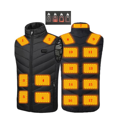 17 Area  4 Control Black USB Electric Heating Undershirt Intelligent Warm Vest(M) - Down Jackets by buy2fix | Online Shopping UK | buy2fix