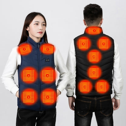 9 Area Double Control Black USB Electric Heating Undershirt Intelligent Warm Vest(XL) - Down Jackets by buy2fix | Online Shopping UK | buy2fix