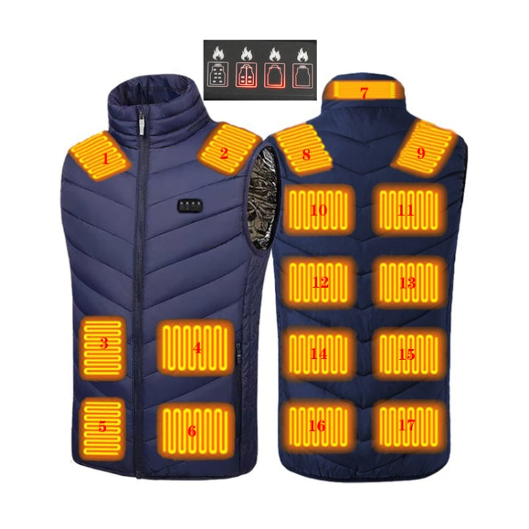 17 Area  4 Control Blue USB Electric Heating Undershirt Intelligent Warm Vest(L) - Down Jackets by buy2fix | Online Shopping UK | buy2fix