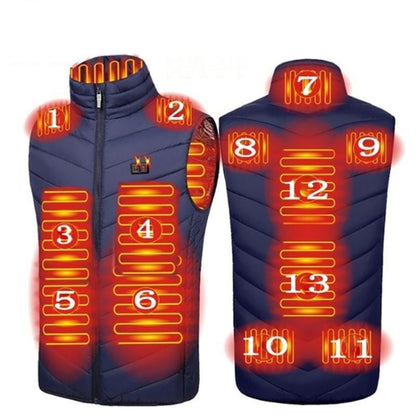 13  Area Double Control  Blue USB Electric Heating Undershirt Intelligent Warm Vest(L) - Down Jackets by buy2fix | Online Shopping UK | buy2fix