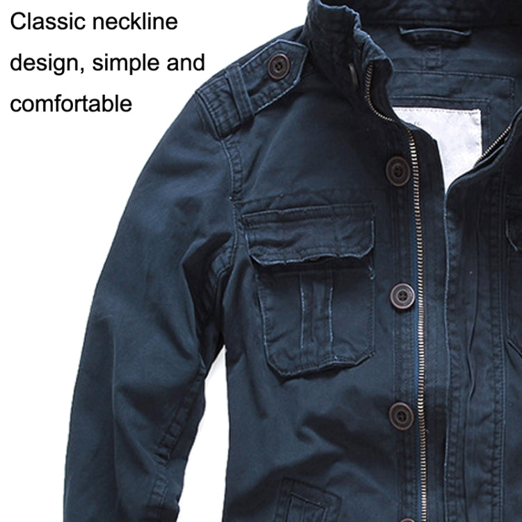 Autumn And Winter Middle Aged Men Jacket Casual Workers Dress Denim Jackets Clothes, Size: L(Khaki) - Loose Coat by buy2fix | Online Shopping UK | buy2fix