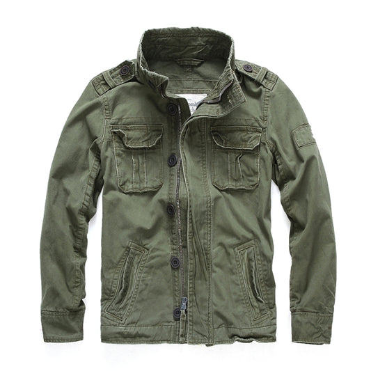 Autumn And Winter Middle Aged Men Jacket Casual Workers Dress Denim Jackets Clothes, Size: XL(Deep Army Green) - Loose Coat by buy2fix | Online Shopping UK | buy2fix