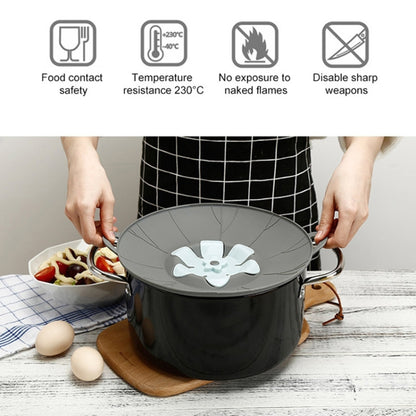 Silicone Flower Spill-proof Pot Lid Rotatable Pot Lid Kitchen Gadget, Size: 29cm Large Gray - Insulation by buy2fix | Online Shopping UK | buy2fix