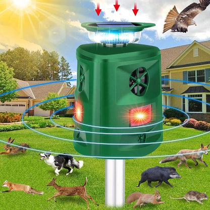 SK698 Solar Powered Animal Repeller 360 Degree Strobe Light Bird Repeller Ultrasonic Rat Repeller(Green) - Outdoor Insect Repellent by buy2fix | Online Shopping UK | buy2fix