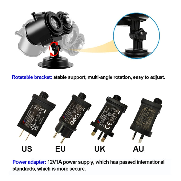 16 Cards US Plug Not Easy To Fade Card Pattern 9W Double Cylinder Water Pattern Christmas Projection Light - Christmas Decoration Lamps by buy2fix | Online Shopping UK | buy2fix