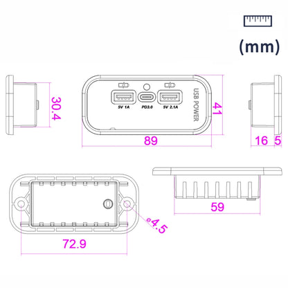 12/24V USB+Type-C Car, RV, Boat Mobile Phone Charger Modification(Black 2.1A+1A+PD3.0) - DIY Modified Charger by buy2fix | Online Shopping UK | buy2fix