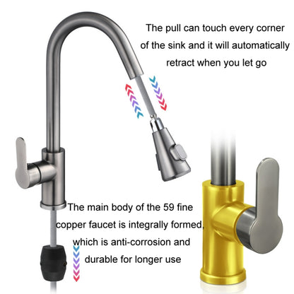 Kitchen Pull-out Universal Telescopic Hot & Cold Water Faucet, Specification: Copper Digital Display Brushed Nickel - Faucets & Accessories by buy2fix | Online Shopping UK | buy2fix