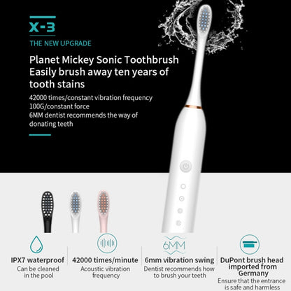 Rechargeable Ultrasonic Soft Bristle Electrical Toothbrushes Flosser 6 Gear With 4 Brushes(Black) - Toothbrushes by buy2fix | Online Shopping UK | buy2fix