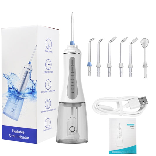 350ML Water Tank Oral Irrigator Rechargeable 5 Gear Adustable Water Flosser, Spec: White+Gray Tank - Oral Irrigators by buy2fix | Online Shopping UK | buy2fix