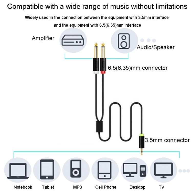 JINGHUA 3.5mm To Dual 6.5mm Audio Cable 1 In 2 Dual Channel Mixer Amplifier Audio Cable, Length: 5m - Aux Cable by JINGHUA | Online Shopping UK | buy2fix