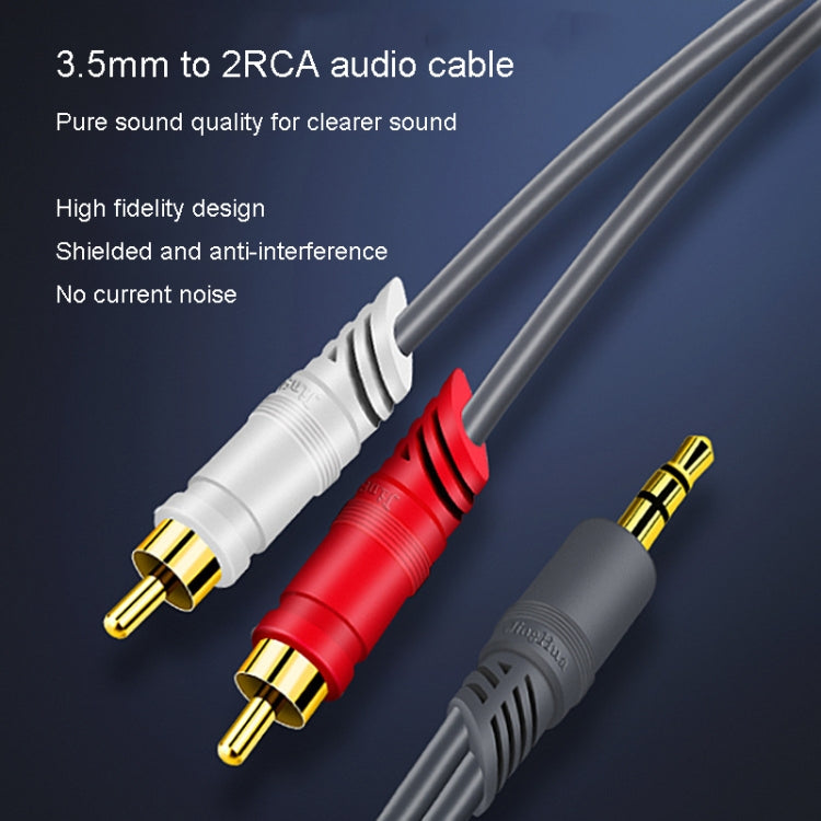 JINGHUA 3.5mm To 2RCA Audio Cable Game Console Outdoor Audio Connection Cable, Size: 3m(Grey) - RCA Cable by JINGHUA | Online Shopping UK | buy2fix