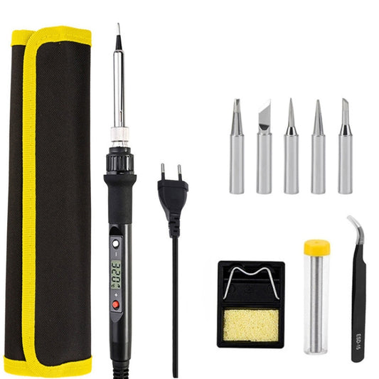 10pcs/ Set 80W Internal Heating Welding Digital Display Soldering Iron Temperature Adjustment Set, Model: Black US Plug - Electric Soldering Iron by buy2fix | Online Shopping UK | buy2fix