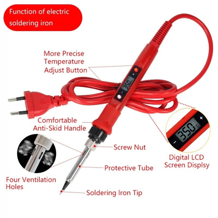 10pcs/ Set 80W Internal Heating Welding Digital Display Soldering Iron Temperature Adjustment Set, Model: Black US Plug - Electric Soldering Iron by buy2fix | Online Shopping UK | buy2fix