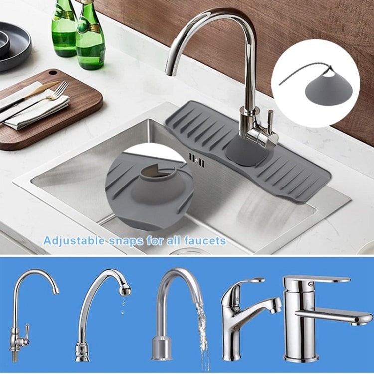 Bathroom Kitchen Silicone Faucet Anti-Splash Drain Mat, Color: Gray+Waterproof Edge(37x14.7x2cm) - Faucets & Accessories by buy2fix | Online Shopping UK | buy2fix