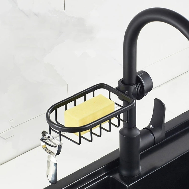 Kitchen Faucet Shelf No-Punch Sink Rag Drainage Basket Sponge Drainage Storage Rack, Style: A Black - Shelf by buy2fix | Online Shopping UK | buy2fix