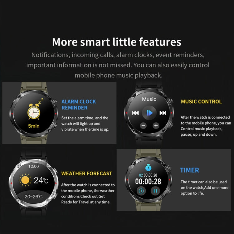 T30 1.6-inch Outdoor Sports Waterproof Smart Music Bluetooth Call Watch, Color: Black - Smart Watches by buy2fix | Online Shopping UK | buy2fix