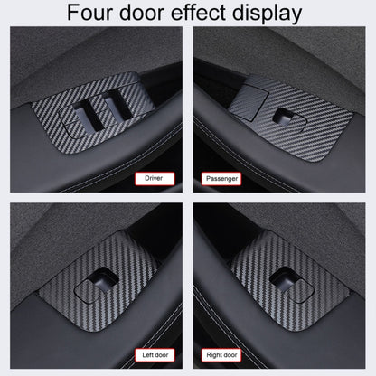 4pcs /Set For Tesla Model 3 Lift Window Button Sticker Car Interior, Style: Carbon Fiber - Car Interior Mouldings by buy2fix | Online Shopping UK | buy2fix