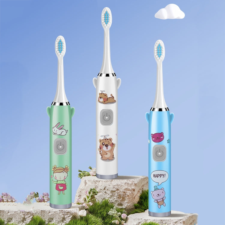 USB Charging Fully Automatic Ultrasonic Cartoon Children Electric Toothbrush, Color: White with 8 Heads - Toothbrushes by buy2fix | Online Shopping UK | buy2fix