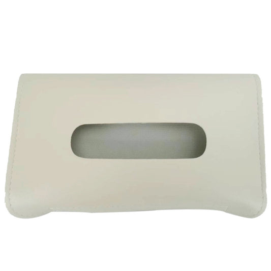 Car Armrest Box Sun Visor Hanging Leather Tissue Box(Beige) - Stowing Tidying by buy2fix | Online Shopping UK | buy2fix