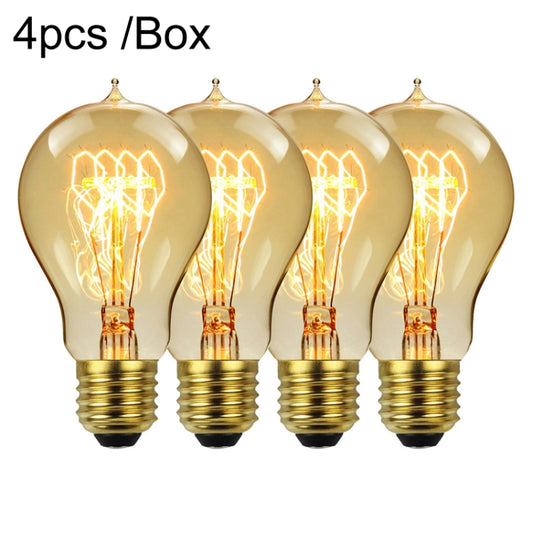 4pcs /Box A60 LED Antique Lamp Vintage Decorative Illumination Light Bulb, Power: 220V 40W(Tip Gold) - LED Blubs & Tubes by buy2fix | Online Shopping UK | buy2fix