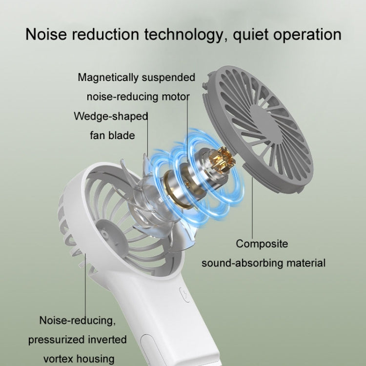 Handheld Foldable Desktop USB Rechargeable Mini Fan Mountaineering Hook Mute Fan(White) - Electric Fans by buy2fix | Online Shopping UK | buy2fix