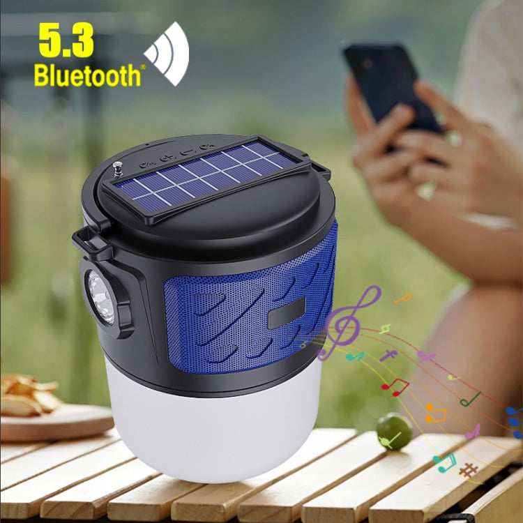 DV-V12 Outdoor Solar Camping Light FM Card Bluetooth Speaker(Black) - Camping Lighting by buy2fix | Online Shopping UK | buy2fix