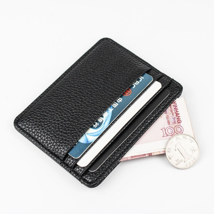 Lychee Pattern Multi-Card Slot Mini Card Holder Ultra-thin Coin Purse(Blue) - Card & Passport Bags by Pieru | Online Shopping UK | buy2fix