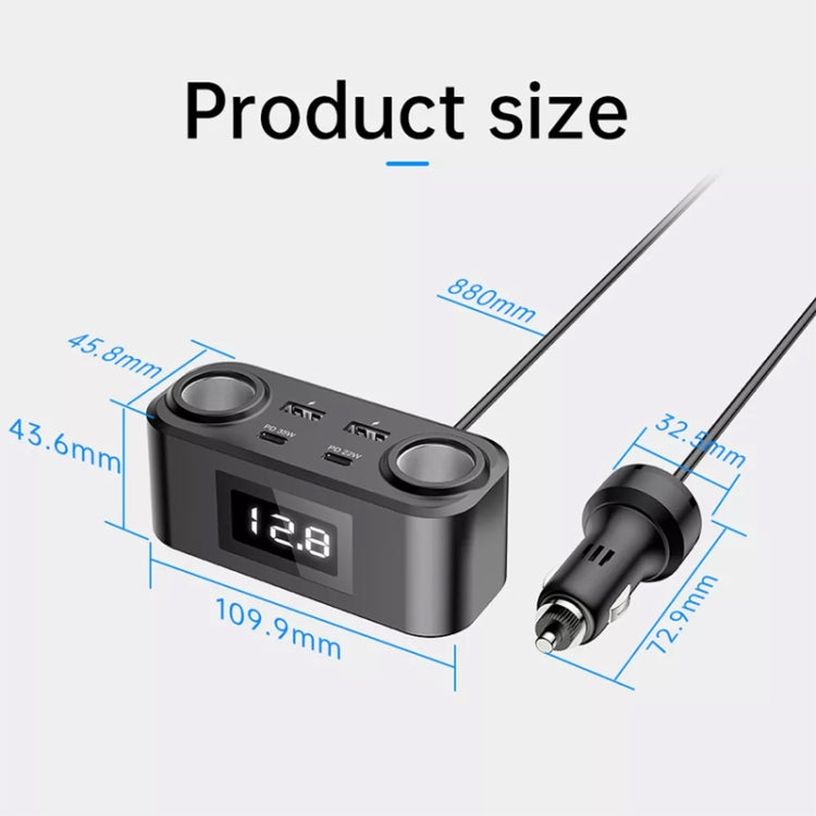 One To Four PD+QC Car Cigarette Lighter Multi-Port Mobile Phone Charger - Car Charger by buy2fix | Online Shopping UK | buy2fix