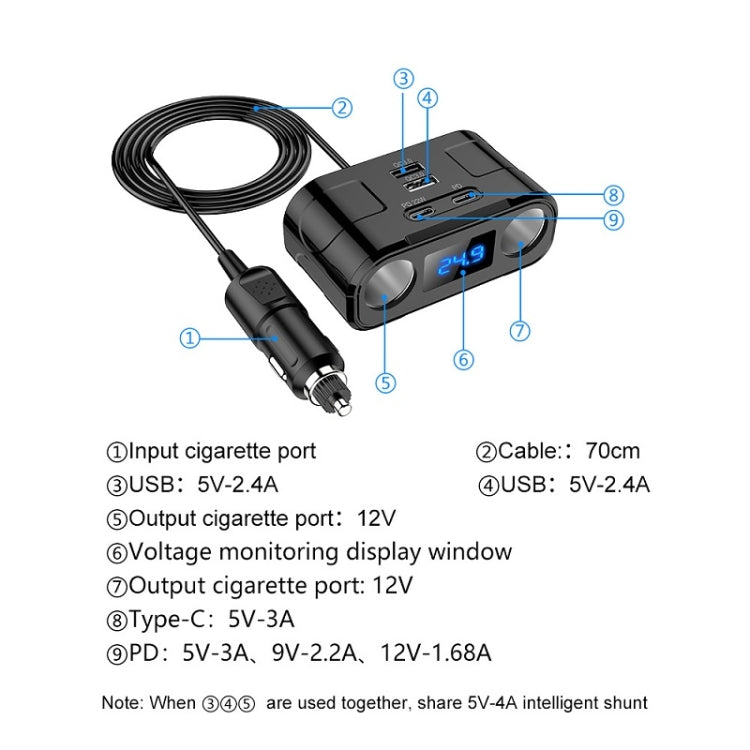 One to Four Car Charger Multifunctional Adapter Expansion Port - Car Charger by buy2fix | Online Shopping UK | buy2fix