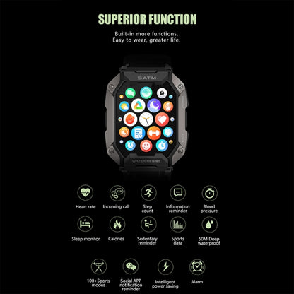 C20Plus 1.81-inch Health Monitoring Waterproof Bluetooth Call Smart Watch, Color: Black Leather - Smart Watches by buy2fix | Online Shopping UK | buy2fix