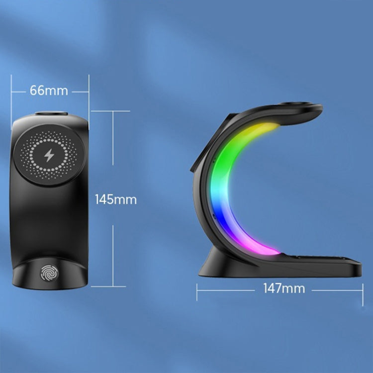 T17 3-in-1 RGB Atmosphere Light MagSafe Phone Watch Earphone Wireless Charger, Color: Black with  AU Plug - Wireless Charger by buy2fix | Online Shopping UK | buy2fix