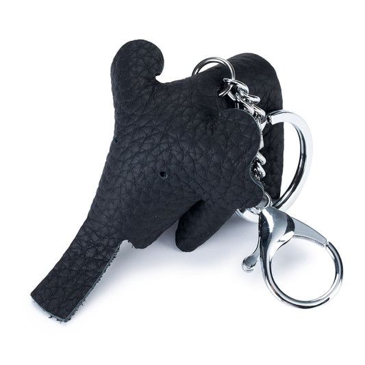 Leather Cute Elephant Keychain Car Key Pendant Bag Doll Decoration(Black) - Key Rings by buy2fix | Online Shopping UK | buy2fix