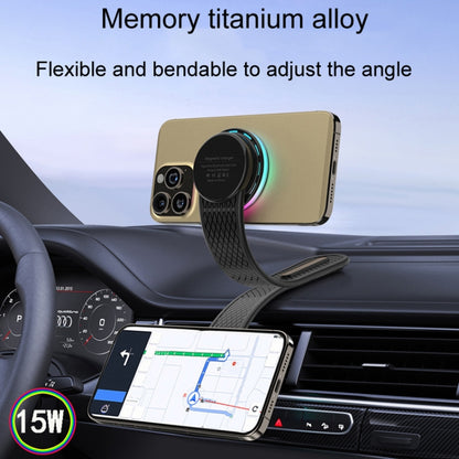 15W Car Magnetic Wireless Charging Cell Phone Holder With Ambient Light - Wireless Charger Holders by buy2fix | Online Shopping UK | buy2fix