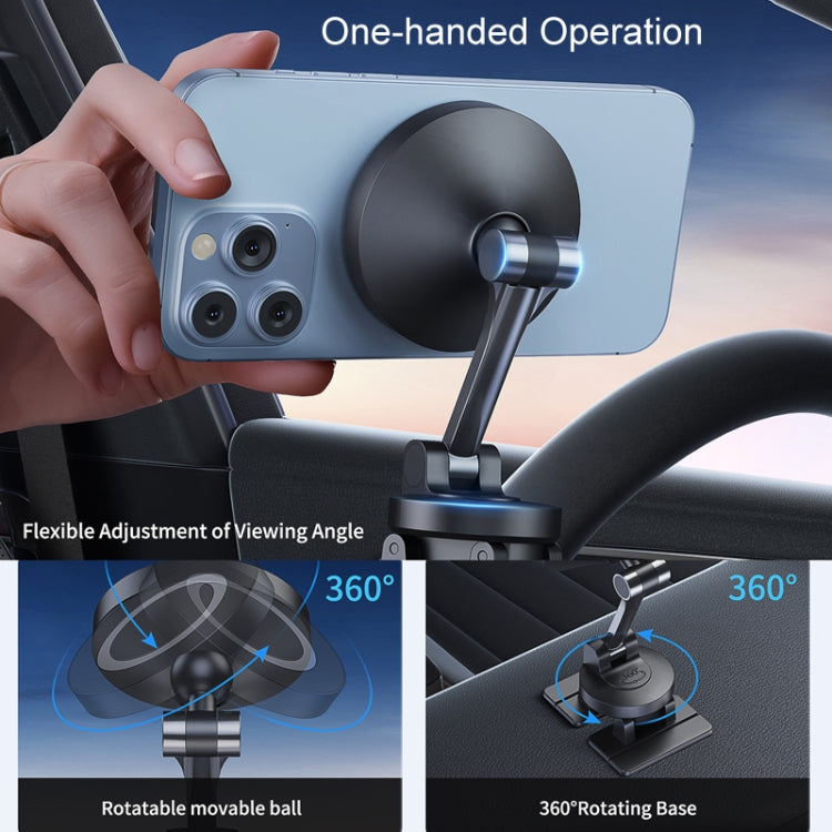 Center Console 360 Rotating Magnetic Car Phone Holder Zinc Alloy Automotive Navigation Bracket(Black) - Car Holders by buy2fix | Online Shopping UK | buy2fix