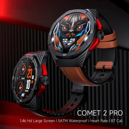 LOKMAT COMET2 PRO 1.46-Inch 5ATM Waterproof Bluetooth Call Smart Watch, Color: Black Leather - Smart Watches by LOKMAT | Online Shopping UK | buy2fix