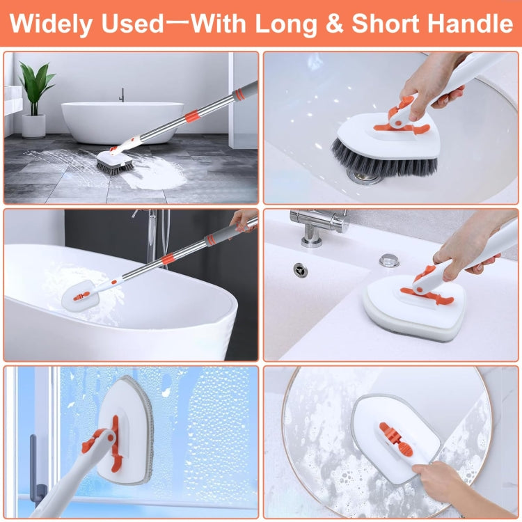 Shower Cleaning Brush With 52 Inch Adjustable Handle Tub Tile Scrubber Brush, Spec: Set 4 - Sponges, Cloths & Brushes by buy2fix | Online Shopping UK | buy2fix