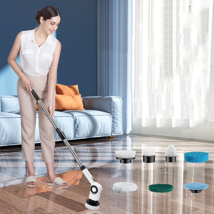 7 In 1 Electric Spin Scrubber Rechargeable Waterproof Floor Clean Bush with 23.6 Inch Adjustable Handle(White) - Sponges, Cloths & Brushes by buy2fix | Online Shopping UK | buy2fix