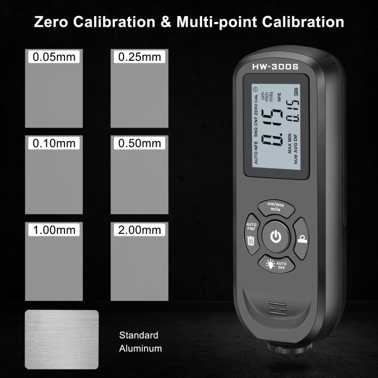 HW-300S High Precision Coating Thickness Gauge Anti-skid Paint Film Gauge(Black Vertical Screen) - Coating Thickness Gauge by buy2fix | Online Shopping UK | buy2fix